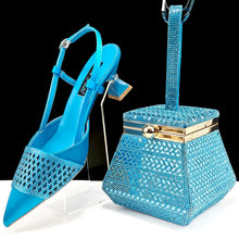 Nigeria Fashion Rhinestone-encrusted Ladies Party Shoes And Special bag High Heels And Dual Purpose Mini Bag Women's Shoes