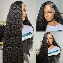 Swupod 200 Density 13x4 13x6 HD Transparent Swiss Deep Wave Lace Frontal Front Wig for Women Remy Human Hair Natural Black