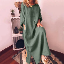 Holiday Dresses For Women 2023 Plus Size Long Sleeve Solid O-neck Summer Maxi Dress With Pockets V Neck Dresses Платье Женское