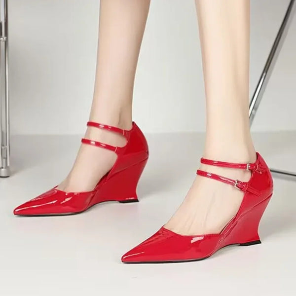 High Heels Women Pointed Toe Shoes Wedges Fashion Sexy Shallow Shoes Woman New 2025 Trend Spring Designer Elegant Sandals Mujer