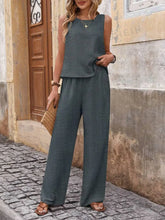 2024 Summer Women's Sleeveless Top And Long Pants Set Fashion Ladies Short Tank Top Daily Casual Ladies Long Wide Leg Pants