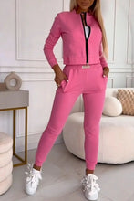 Sporty Casual Long Sleeve Zipper Solid Jacket 3 Pieces Set Women Autumn Workout Skinny Tank Tops Coat + Pants Matching Set Mujer