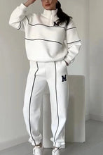 Autumn Winter New Fashion Letter Print Sweatshirt Set Casual Zipper Half Open Collar Long-sleeve Top + Sweatpants Two-piece Suit