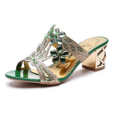 2021 New Hot Glitter Mesh Women Sandals Summer Fashion Outdoor Peep Toe Casual Beach Slippers Thick Heel Slip on Women Sandals