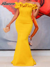 Mlaiscsr African Off the Shoulder Ruffles Black Mermaid Dress for Woman Elegant Luxury Birthday Evening Wedding Dinner Vestidos