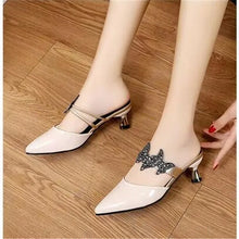Pointed Designer Slides Fashion Rhinestones Non-Slip Women Slippers Elegant High Heel Outdoor Pearl Party Shoes