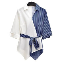 Fashion plus Size Women's Summer Casual Set Patchwork Fake Two-Piece Shirt Slimming with Pants Two-Piece Set Skirt Ensemble