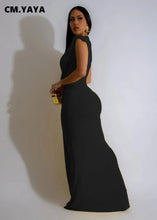 CM.YAYA Women Sleeveless Ruched Deep V-neck Long Maxi Dress 2024 Street Evening Birthday Night Club Party Vestidos Sexy Dresses