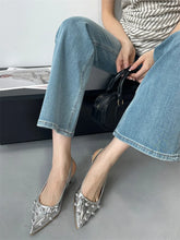 Summer 2025 Fashion Rivet Design High Heeled Sandals Women Sexy Pointed Toe Back Strap Dress Shoes Stripper Pumps Zapatos Mujer