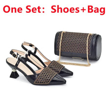 New Design Nigerian Wedding Matching Shoe and Bag Decorated with Rhinestone Wedding Shoes and Bags Set for Women Italian 2025