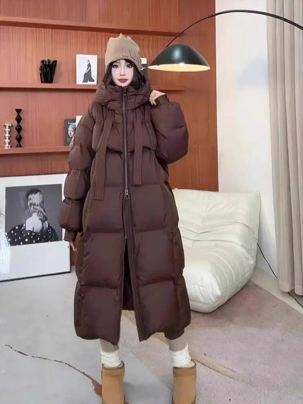 Women's Fashionable Long Winter Hooded Parka Jacket