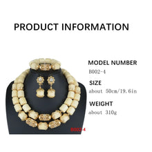 High Quality 2 Layers Artificial Coral Bead African Wedding Jewelry Set Women Necklace Nigeria Bride Party Gift