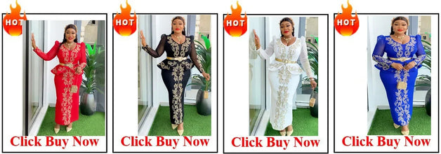 Fake Two-Piece African Dresses for Women 2025 Traditional Nigeria Mesh Hot Drill Caftan Dress Abaya Musulman Robe Femme Clothes