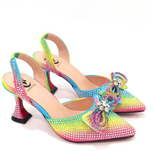 2022 Latest Italian Design African Women's High Heel Pointed Toe Sandals Party Wedding Party Fuchsia Color Shoes and Bags Set