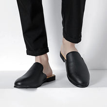 Men Half Breathable Leather Mules