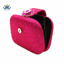 2022 Sweet  Special Design Women Crystal Style African Ladies Party Shoes Matching Bag in Magenta Color