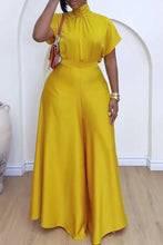 African Fashion 2024 New in Women Two 2 Piece Sets Outfit Soft Satin Lace Up Top and Wide Leg Pants Set Matching Set