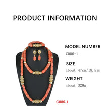 Latest Coral Jewelry Sets Nigerian Dubai Orange Necklace Sets of Beads African Bridal Jewelry Sets
