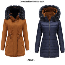 Double Sided Women's winter Thick Detachable Zipper Parka Jacket