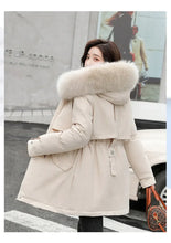 Women's Long Fashionable Hooded Winter Fur Collar Jacket