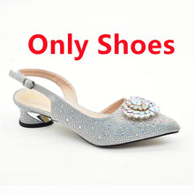 Purple Shoe and Bag Set for Party Women Shoes and Bags To Match Set Italy Elegant Rhinestone Lady Heeled Pumps Women Wedding