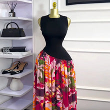 CM.YAYA Women Sleeveless with Sashes Printed Patchwork Tank Long Maxi Dress 2025 Birthday Evening Sexy Party Dresses Vestidos