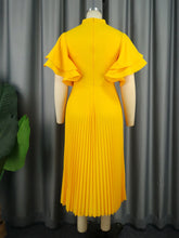 Plus Size A Line Dresses Yellow Butterfly Short Sleeve Cut Out High Waist Office Work Daily Evening Party Outfits for Women 2024