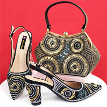 Spot Goods Elegant Streamlined Pointed Toe Women's Shoes Matching Flower Basket Handbag Party Women's Shoes And Bag Set