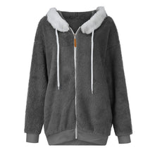 Women's Winter Fashionable Hooded Fleece Solid Color Jacket