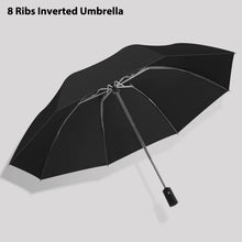 10 Ribs Inverted Automatic Umbrella for Rain Windproof Umbrella with Reflective Strip Fold Sun Compact UV Umbrella for Women Men
