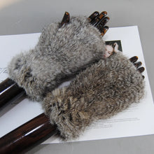 Women's Knit Faux Fur Winter Warm Finger-less Gloves