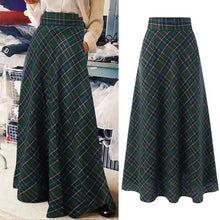Women High Waist Maxi Skirt A-Line Plaid Print Oversized Women Spring Skirt Floor Length Large Hem Skirt