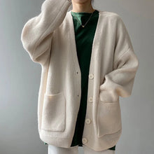 Rimcoy 2025 Chic Yellow Sweater Cardigan Women Lazy Wind Single-Breasted Knitted Cardigan Women Solid V Neck Cardigans Female