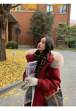 Women's Large Fur Collar Hooded Warm Thick Padded Parka Jacket