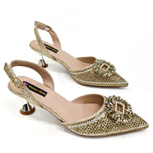 2025 Nigerian Women's Party Shoes and Bags Medium Heel Pointed Toe Elegant Party Footwear With Matching Color Handbag for Women