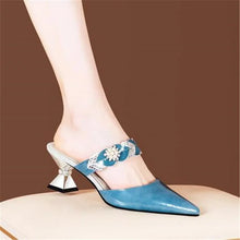 Pointed Designer Slides Fashion Rhinestones Non-Slip Women Slippers Elegant High Heel Outdoor Pearl Party Shoes