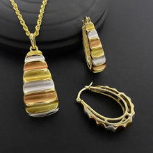24K Gold-plated Two Piece Copper Jewelry Set India Dubai Jewelry Gold Warped Geometry Necklace Earrings