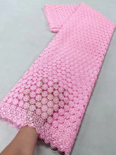 African Milk Silk Fabric With Water Soluble Lace 2025 High Quality Milk Silk Nigerian Mesh Lace Fabric For Wedding Dress