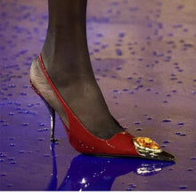 Iron Head Fashion Heterosexual Red High Heels Fox Head Jewel Decoration New Plus Size Banquet Shoes Women's High Heel Sandals