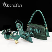 latest Italian women's shoes and accessories bag rhinestone butterfly decoration elegant pointed toe wedding bridal