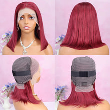 99J Burgundy 13x4 Bob Straight Pre Plucked Human Hair Wigs Short Brazilian Human Hair Wigs Transparent Lace Human Hair Wig