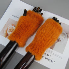 2025 New Brand Style Top Quality Women's 100% Winter Warm Real Mink Fur Knitted Half Finger Gloves Girls Typing Mittens