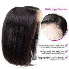 14Inch Short Straight Bob Wig Human 13x4 Lace Transparent 210% Frontal Hair Bob Wig PrePlucked Lace Front Human Hair Wigs