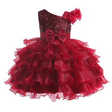 Luxury Baby Sequin Party Dress For Girl Christmas Toddler Layered Bow 1st Birthday Wedding Girl Dresses Formal Lace Baby Clothes