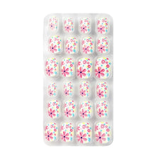 24Pcs/Set Kids Candy Flower Cute Fake Nails Detachable Full Cover False Nails Press On Nails Children Girls Nail Decoration Gift