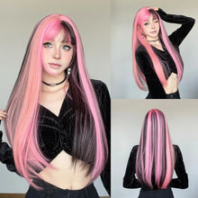 Long Black Green Mix Cospaly Wig Synthetic Hair High Quality Wig for Women Party Daily Use Heat Resistant Straight Natural Wigs