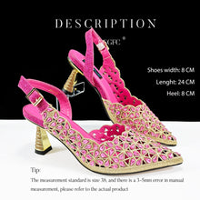 QSGFC New Shoes and Bags Matching Set 2024 Nigerian Women Heel Party for Women Fuchsia Colour Italian Design Wedding INS Design