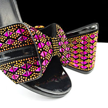 QSGFC Italian Fashion Banquet Shoes and Bags African Women's Hand Bags with Rhinestone Decoration and Women's High Heels