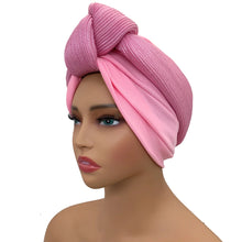 Fashion Women's Turban Cap Glitter Knoted Head Wraps African Auto Gele Nigeria Wedding Headtie Party Headwear Muslim Hat