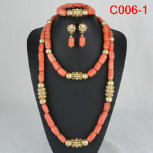 Latest Coral Jewelry Sets Nigerian Dubai Orange Necklace Sets of Beads African Bridal Jewelry Sets